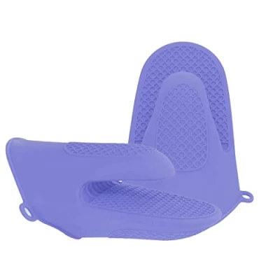 Image of Oven Glove Thicken Silicone Pot Holder Mini Mitt Heat Resistant Pinch Covers for Baking, Cooking, Bbq Grilling (blue)