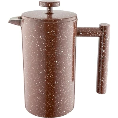 Image of Café Olé CFD Cafetière, 350ml 1 Cup Double Walled Stainless Steel French Press Coffee Maker, Red Granite Finish, 03RG