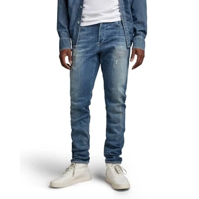 Image of G Star Men&#039;s 3301 Slim Jeans, Blue (vintage ripped sea breeze 51001 C913 D906), 32W / 30L