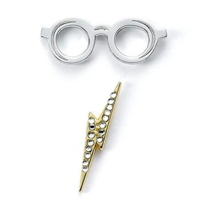 Image of Official Harry Potter Glasses &amp; Lightning Bolt Pin Badge by The Carat Shop