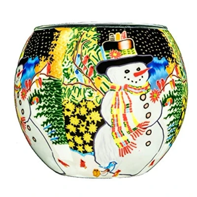 Image of Benaya Glass Nightlight Christmas Tealight Holder A Snowman Chorus