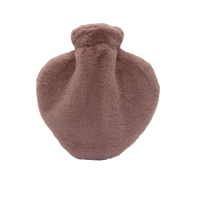 Image of Heart Shaped Hot Water Bottle Pink Faux Fur 1 Litre