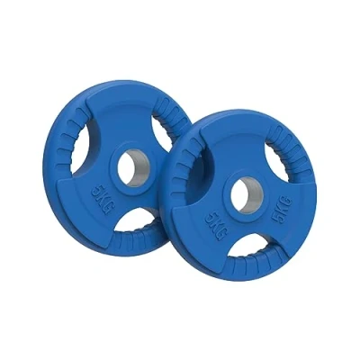Image of Olympic Weight Plates, 125kg 25kg Solid Colour Rubber Tri Grip, Powerlifting &amp; Bodybuilding Weights Home Gym Equipment for Strength Training Workouts by Body Revolution
