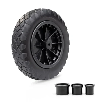 Image of Crystals 14&quot;/35 cm Wheelbarrow Wheel Tyre 3.50 4.00/8 PU Heavy Duty Rubber Puncture Proof Replacement Tire for Garden, Trolley Barrow Go Cart Trailer Truck_Black