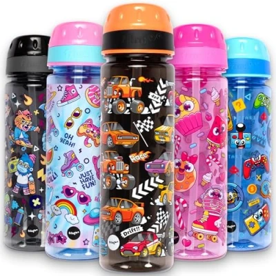 Image of Fringoo 650ml Kids School Water Bottle Straw with Carry Handle 100% Leakproof BPA Free for Very Durable