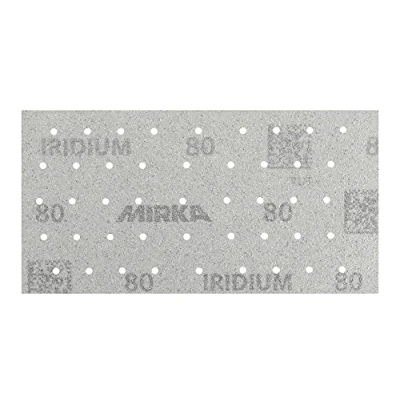 Image of Mirka Iridium Premium Sandpaper 81x133mm Grip 54 Hole, Grit 80, 10/Pack / For sanding paint, putty, primer, wood, steel, mineral materials, plastic.