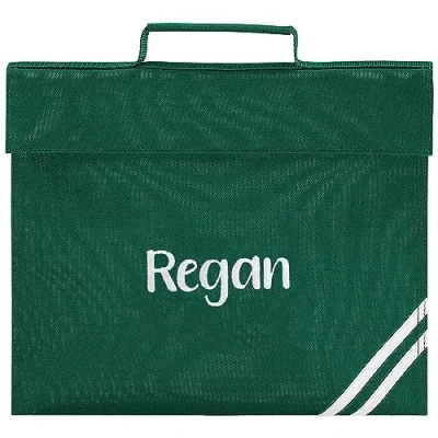 Image of TeddyT&#039;s Personalised School Embroidered Name Book Bag Folder (Forest Green)