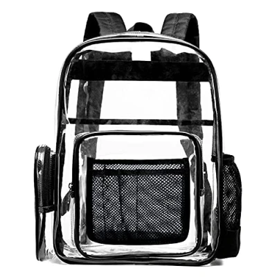 Image of SPEEDEVE Clear Backpack Waterproof Transparent Daypack for School Work Travel,Black,L