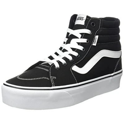 Image of Vans Women&#039;s Filmore Hi Platform Sneaker, (Canvas) Black/White, 3 UK
