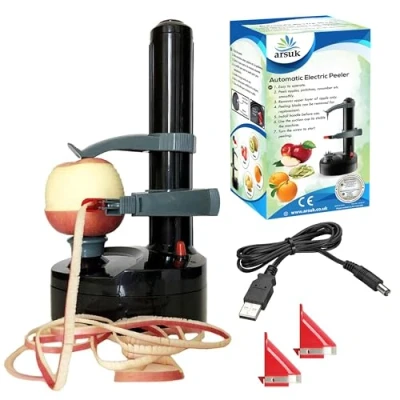 Image of ARSUK Electric Potato Peelers, Automatic Rotating Apple Peeler Machine with 3 Blades Power Cord for Fruits Vegetables Cutter Kitchen Peeling Tool