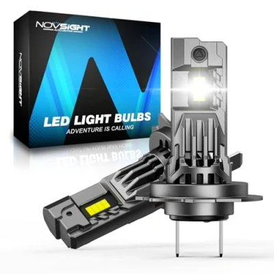 Image of NOVSIGHT H7 LED Headlight Bulbs 36000LM 100W Headlght Bulb 6500K Cool White Light,1:1 Mini Size Plug and Play Conversion Kit,IP68 Waterproof, Pack of 2