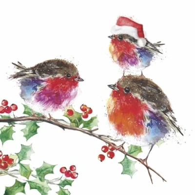 Image of Marie Curie Charity Fluffy Robin Family Christmas Cards 10 Pack With Envelopes