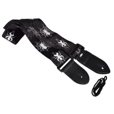 Image of Chord Fully Adjustable White Spider Print Design Guitar Strap