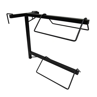Image of Secure Fix Direct Double Hanging Saddle Rack (Horse Portable 2 Tier Stand Tack Holder Equestrian Stalls Metal Black)