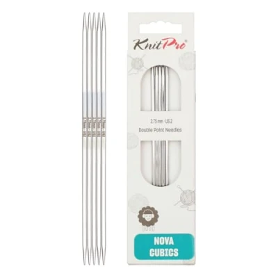 Image of KnitPro 15 cm x 2.75 mm Nova Cubics Double Pointed Needles, Shiny Brass