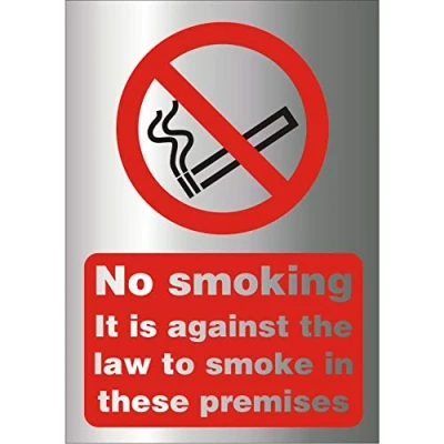 Image of Seco No Smoking It is Against The Law to Smoke in These Premises Sign, 150mm x 200mm 1.5mm Brushed Aluminium Composite