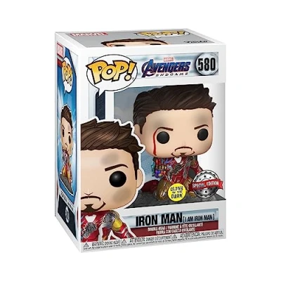 Image of Funko POP! Marvel: Marvel Avengers Endgame I Am Iron Man Metallic Glow In the Dark Collectable Vinyl Figure Gift Idea Official Merchandise Toys for Kids &amp; Adults Movies Fans