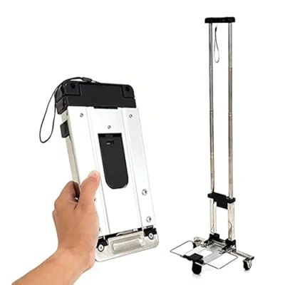 Image of Generic 1PC Heavy Duty Folding Hand Truck Aluminium Trolley Multi Purpose Barrow Sack Shopping on Wheels for Camping, Festival, Garden &amp; Pallet Transport, Foldable (Black)