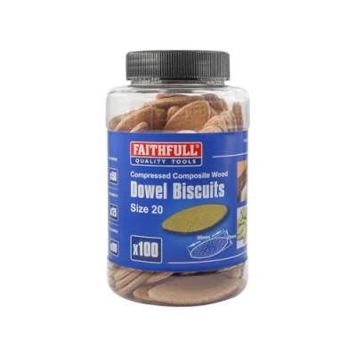 Image of Faithfull Wood Joining Biscuits For Woodworking &amp; Joinery No.20 (Tub of 100)