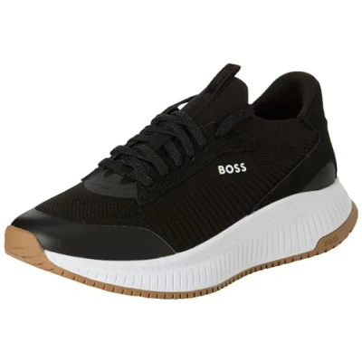 Image of BOSS SLON Trainers, Men&#039;s, Size: 5, Charcoal Leather and textile