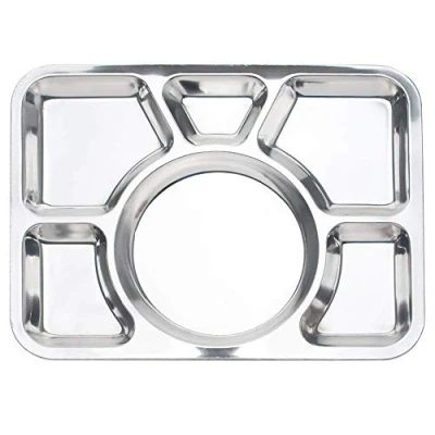 Image of Home Goods Divided Dinner Tray/Lunch Container, Metal Plate, 1 Pc 6 Sections (1 x)