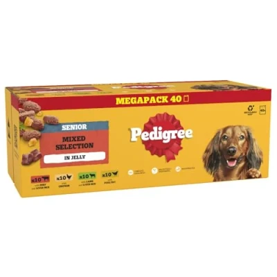 Image of PEDIGREE Senior Dog Food Pouches Chunks in Jelly 40 x 100 g Multipack