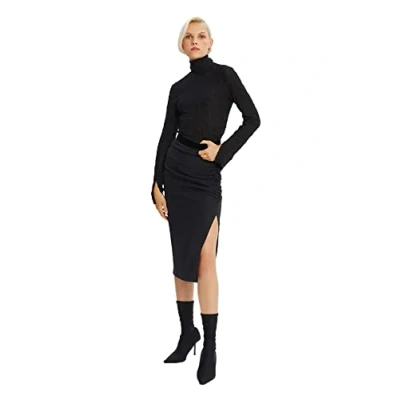 Image of Trendyol Women Midi Pen Pencil Skirt Woven Schwarz