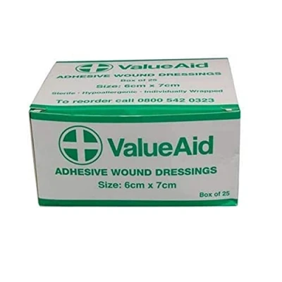 Image of Value Aid Adhesive Wound Dressings 6cm x 7cm Box of 25