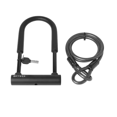 Image of Hygge Bike Lock 20mm Anti Theft U Shackle, 4 Feet Heavy Duty Steel Cable Bicycle and 2 High Security Keys for Bicycle, Electric Mountain