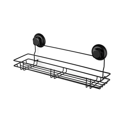 Image of Compactor Bath Shelf, POWDER COATING IRON 24H SUCTION CUP : TPU AND ABS, Black, 45.4 x 14.1 H.11.5 cm