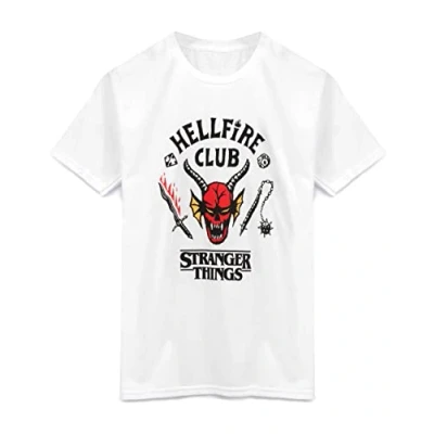 Image of Stranger Things Hellfire Club T Shirt for Kids Boys Girls Hawkins Society Eddie White Outfit Season 4 Merchandise 9 10 Years