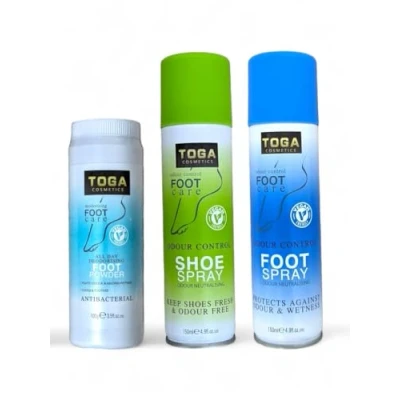 Image of Toga Anti odour Control Shoe spray, Foot deodorant spray &amp; Antibacterial powder in a variation 3 pack
