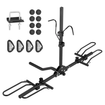 Image of VEVOR Hitch Mount Bike Rack, 2 Platform Style, 80 LBS Max Capacity Rack for 1.25 /2 inch Receiver, Titling and Folding Carrier with Tires up to 2.4&quot; Wide, Car, SUV, Truck, RV