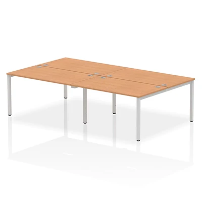 Image of Impulse Bench B2B 4 Person 1400 Silver Frame Office Desk Oak
