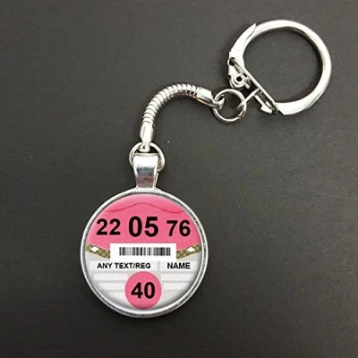 Image of Personalised Car Tax Disc Pendant On A Snake Keyring Ideal Birthday Gift N406