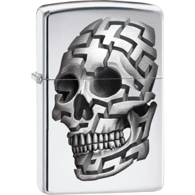 Image of ZIPPO Polished Chrome 3D Skull Windproof Lighter