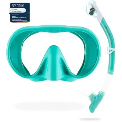 Image of CRESSI Musa+Scilla Combo Aqua Green Adult Set Musa Snorkeling Mask and Scilla Snorke, Green, One Size