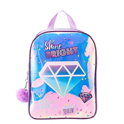 Image of Children&#039;s Girls Diamond design Holographic Shine Bright Backpack Fashion PVC Rucksack School Travel Bag