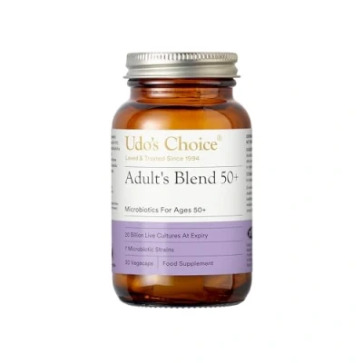 Image of Udo&#039;s Choice Adults 50 Plus Age Specific Probiotics Lacto &amp; Bifido Bacteria 34 Billion Cell Count 7 Microbiotics Strains Designed for Optimum Bowel Health 30 Vegecaps