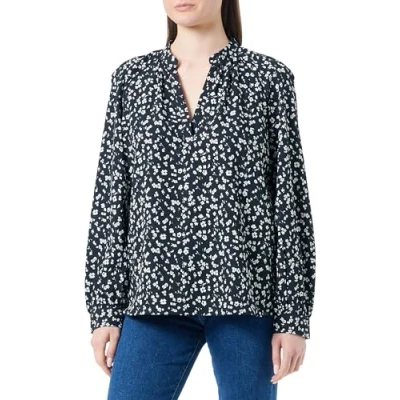 Image of s.Oliver Sales GmbH &amp; Co. KG / Women&#039;s Crépe Blouse with Decorative Border Border, black, XS