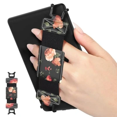 Image of MoKo Soft Hand Strap for 6 8&quot; Kindle eReaders Fire Tablet Kindle/Kobo/Voyaga/Lenovo/Sony E Book Tablet, Black High Elasticity Versatile Lightweight Finger Grip Holder, Rose