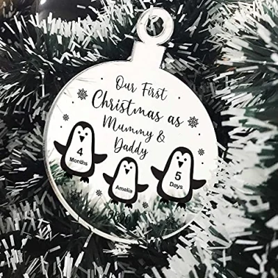 Image of Our First Christmas As Mummy And Daddy Engraved Bauble Personalised Tree Decor