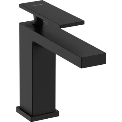 Image of hansgrohe Tecturis E bathroom tap without waste, sink with spout height 110 mm, basin mixer water saving (EcoSmart+), matt black, 73011670