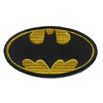 Image of Iron on Patches Batman &#039;Logo&#039; Yellow 7,8 x 4,3 cm Application Embroided Patch Badges