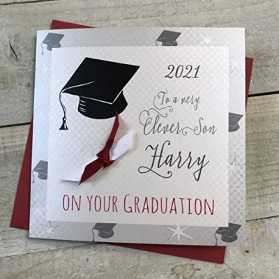 Image of WHITE COTTON CARDS PERSONALISED GRADUATION CARD, SON A SCROLL DESIGN Handmade (P20 41 S &amp; XP20 S)