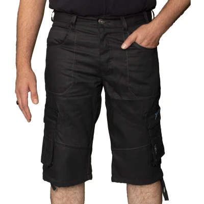 Image of 989Zé ENZO Mens Shorts EZS404 Raw Combat Cargo Pockets Casual Knee Length Denim Half Pants Black 44