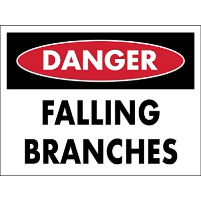 Image of Danger Falling Branches Sign Caution Metal Retro Vintage Tin Poster Wall Art Decor 8x12 Inches