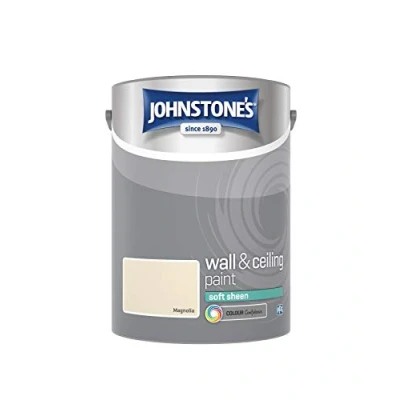 Image of Johnstone&#039;s Wall and Ceiling Paint Soft Sheen Interior Satin Finish Suitable for Walls Ceilings Magnolia 5 L