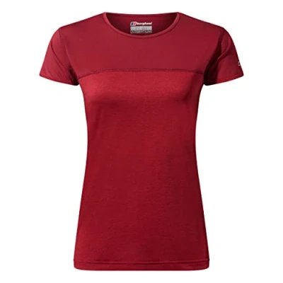 Image of Berghaus Women&#039;s Voyager Short Sleeve Tech Tee Base Layer, Syrah/Red Dahlia, 12