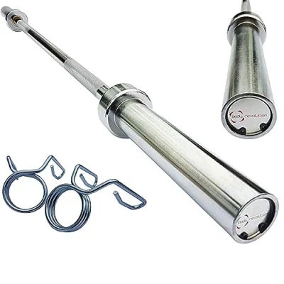 Image of Body Revolution Olympic Barbell Bar Weight Lifting for 2 Inch Plates Professional Bench Press, Squats, Curls, Deadlifts, Powerlifting Spring Collars Range from 4ft 7ft